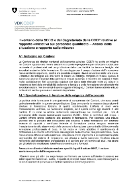 Inventario della SECO e del Segretariato della CDEP relativo al rapporto «Inizia...